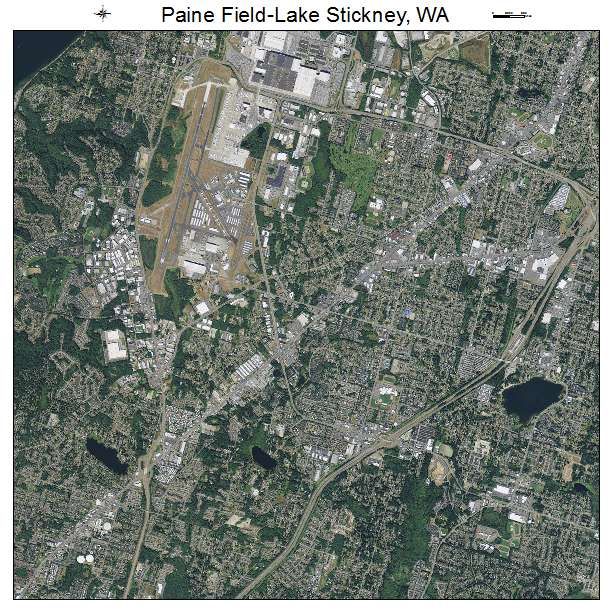 Paine Field Lake Stickney, WA air photo map
