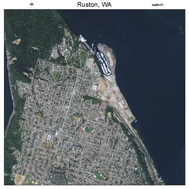 Ruston, WA air photo map