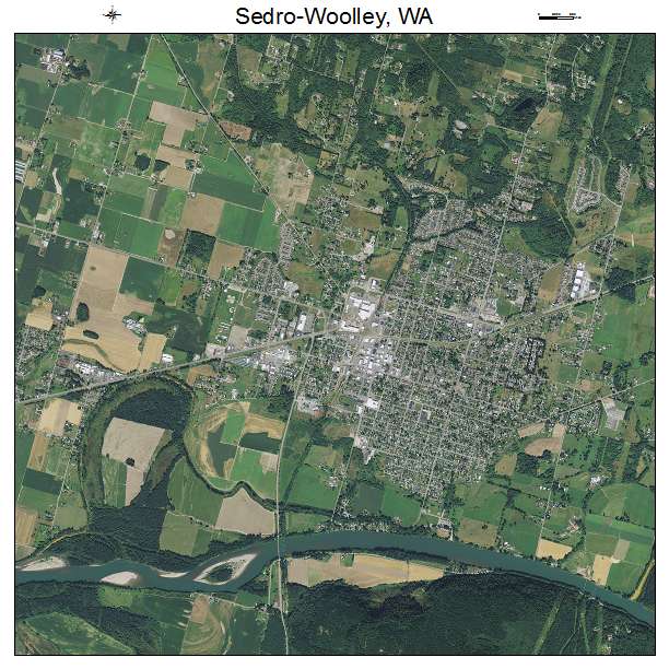 Sedro Woolley, WA air photo map