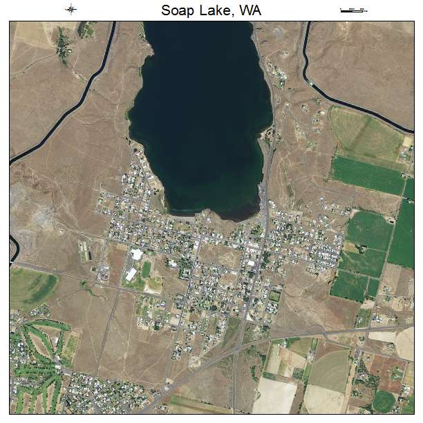 Soap Lake, WA air photo map