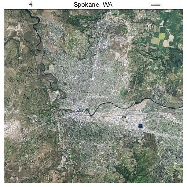 Spokane, WA air photo map