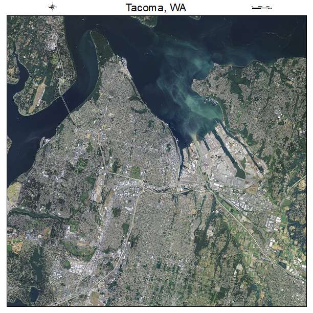 Tacoma, WA air photo map