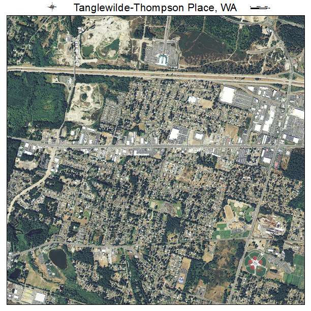 Tanglewilde Thompson Place, WA air photo map