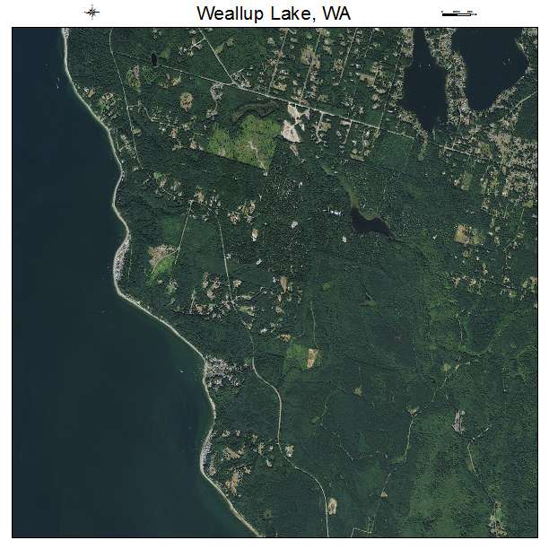 Weallup Lake, WA air photo map
