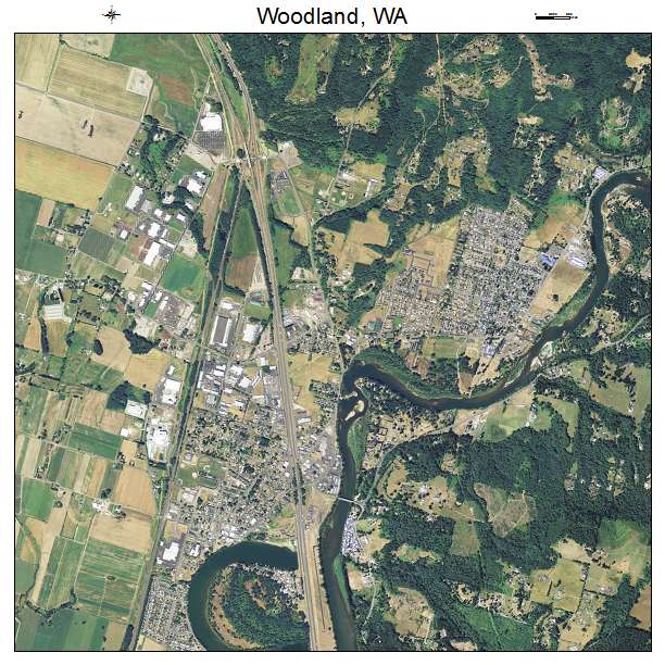 Woodland, WA air photo map