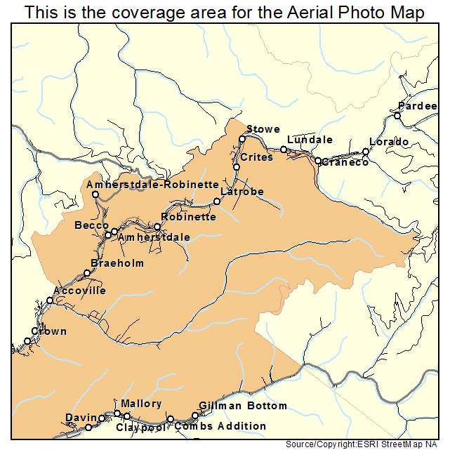 Amherstdale Robinette, WV location map 