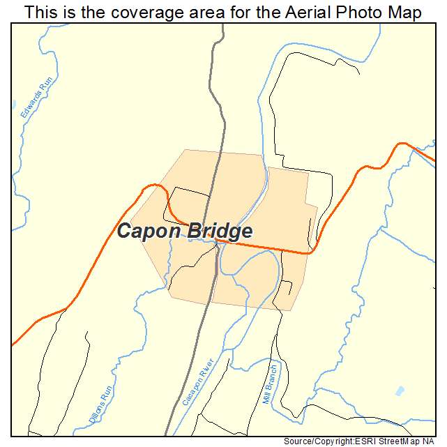 Capon Bridge, WV location map 