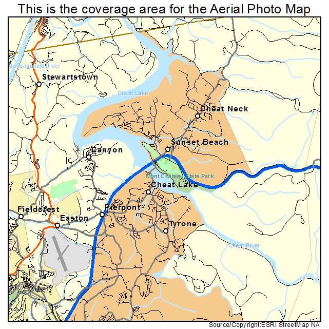 Cheat Lake, WV location map 