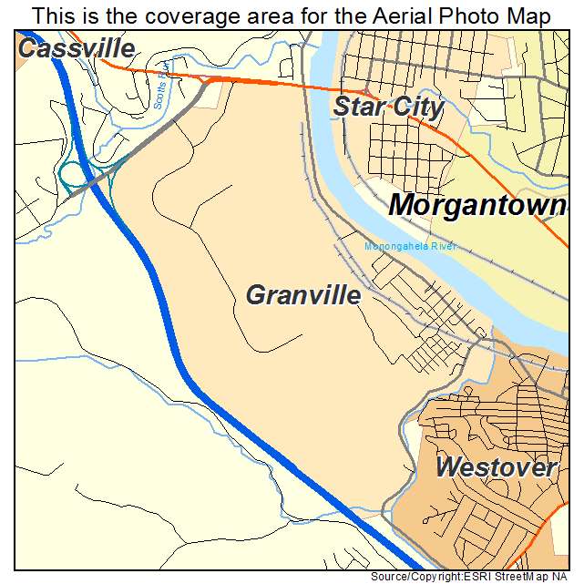 Granville, WV location map 