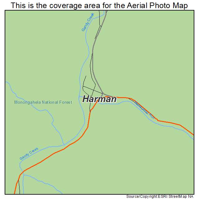 Harman, WV location map 