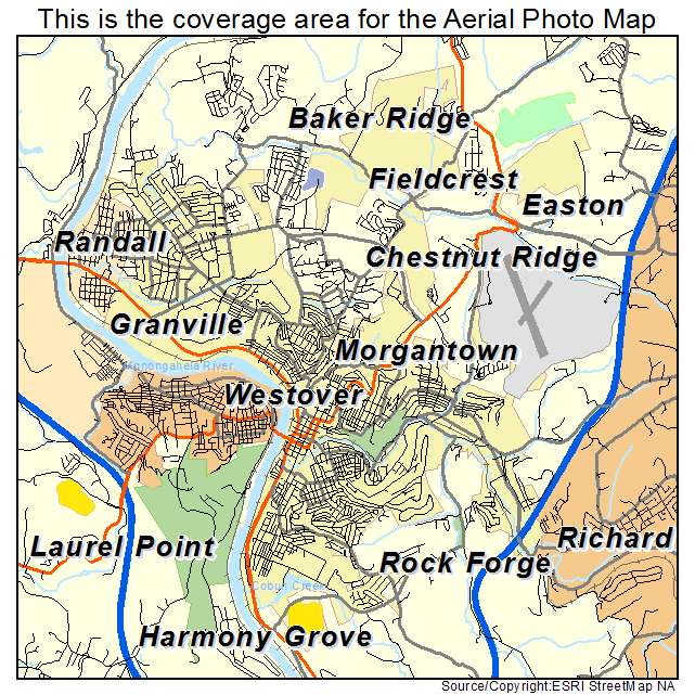 Morgantown, WV location map 