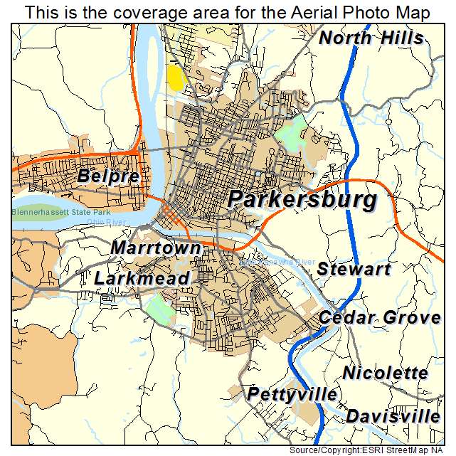 Parkersburg, WV location map 
