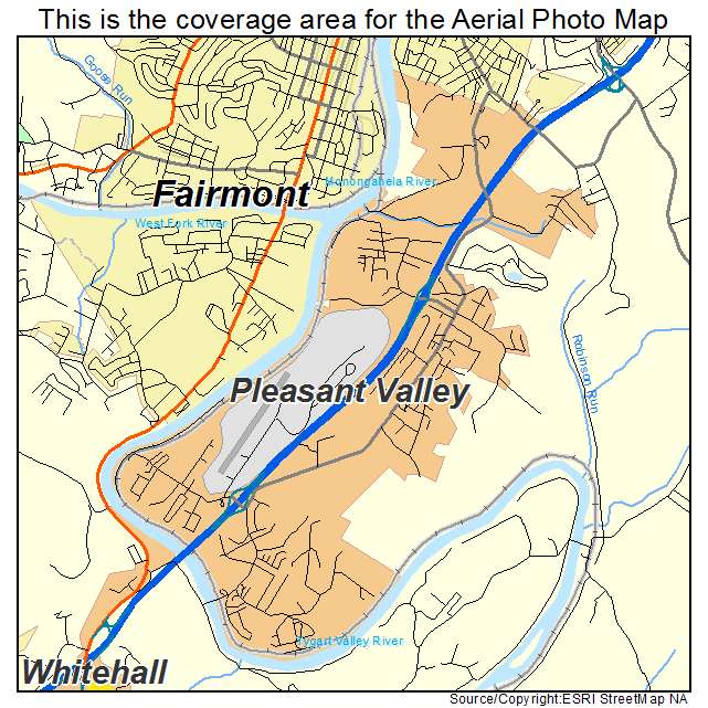 Aerial Photography Map of Pleasant Valley, WV West Virginia