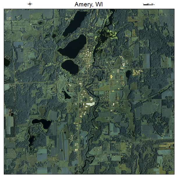 Amery, WI air photo map