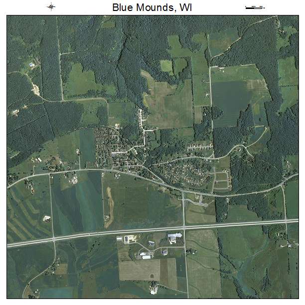 Blue Mounds, WI air photo map