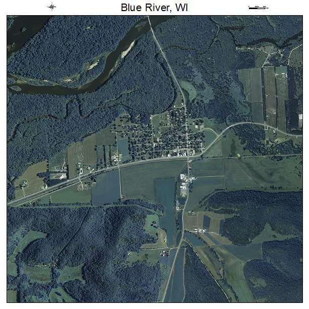 Blue River, WI air photo map