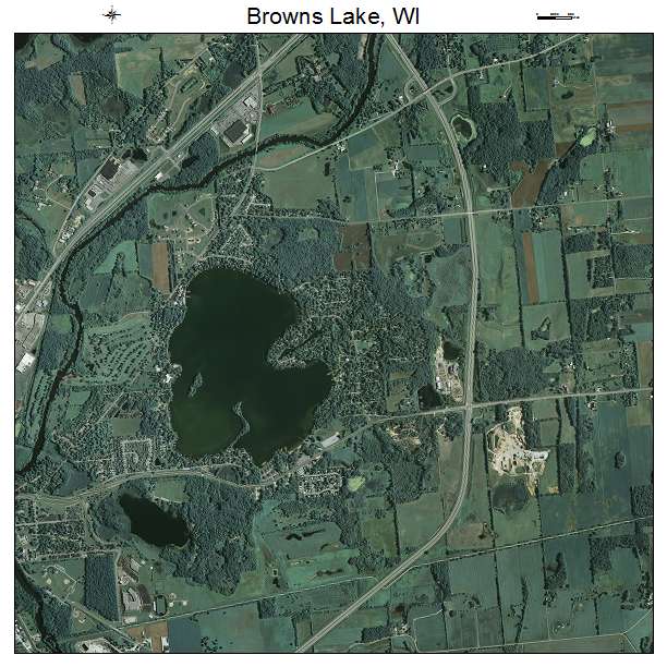 Browns Lake, WI air photo map