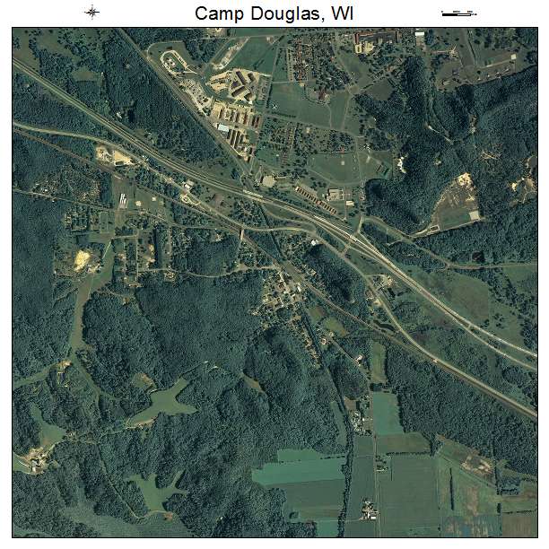 Camp Douglas, WI air photo map