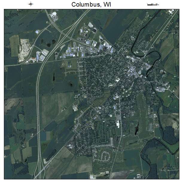 Columbus, WI air photo map