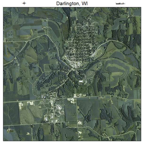 Darlington, WI air photo map