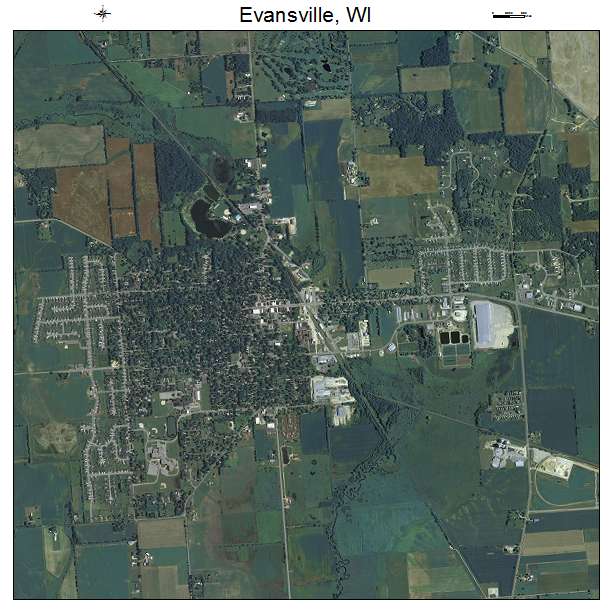 Evansville, WI air photo map