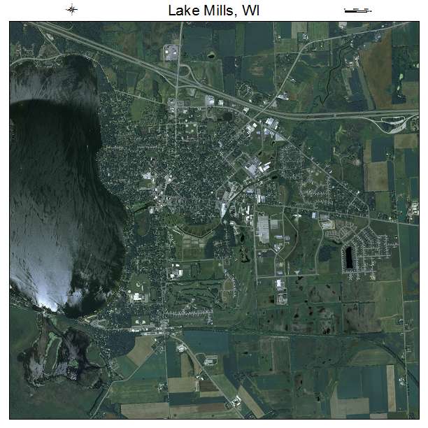 Lake Mills, WI air photo map