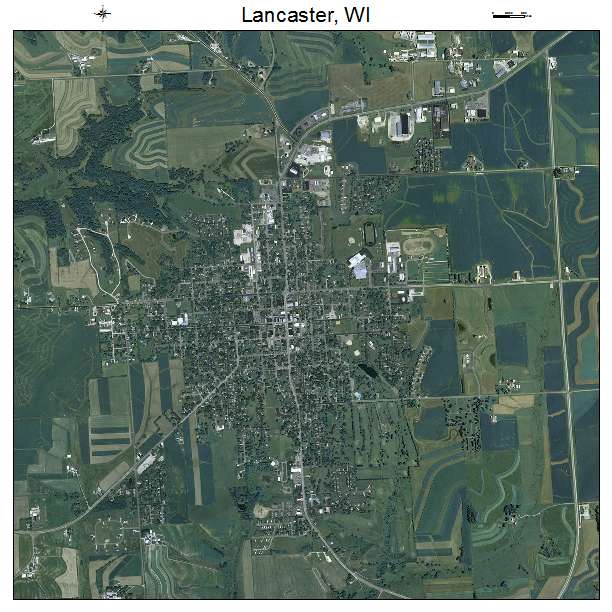 Lancaster, WI air photo map