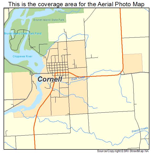 Cornell, WI location map 