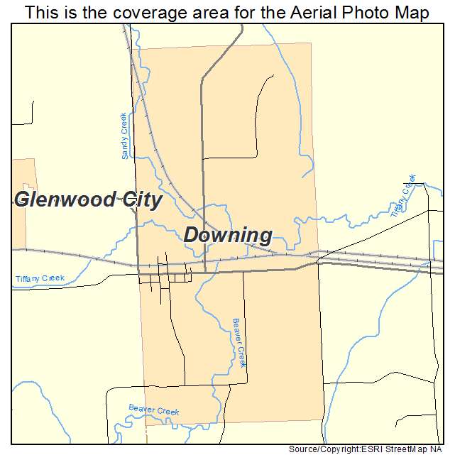 Downing, WI location map 
