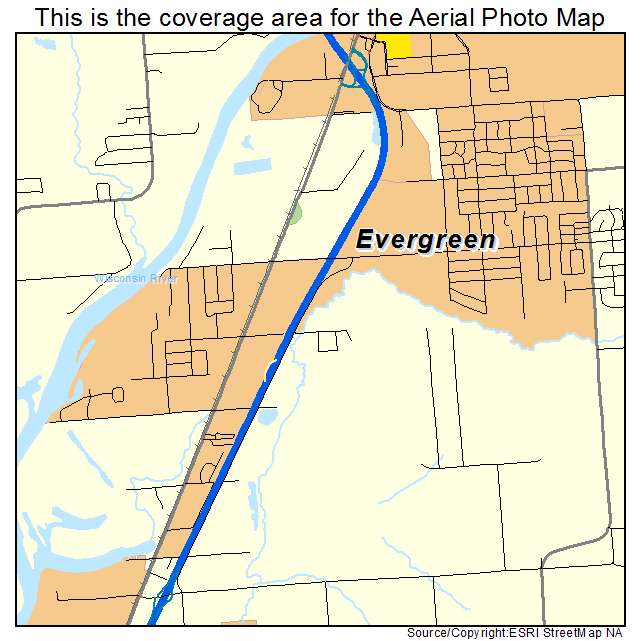 Evergreen, WI location map 