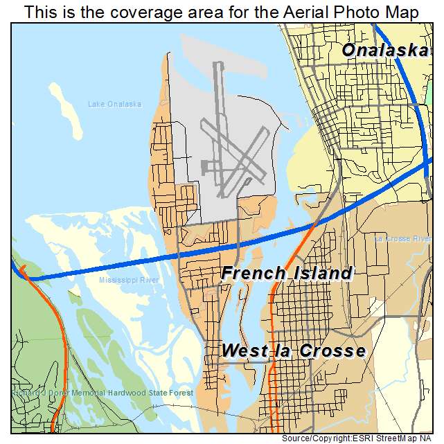 French Island, WI location map 