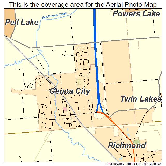 Genoa City, WI location map 