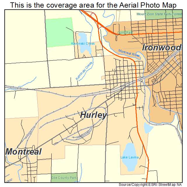 Hurley, WI location map 