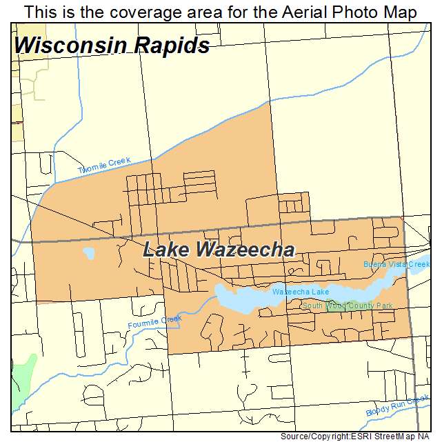 Lake Wazeecha, WI location map 