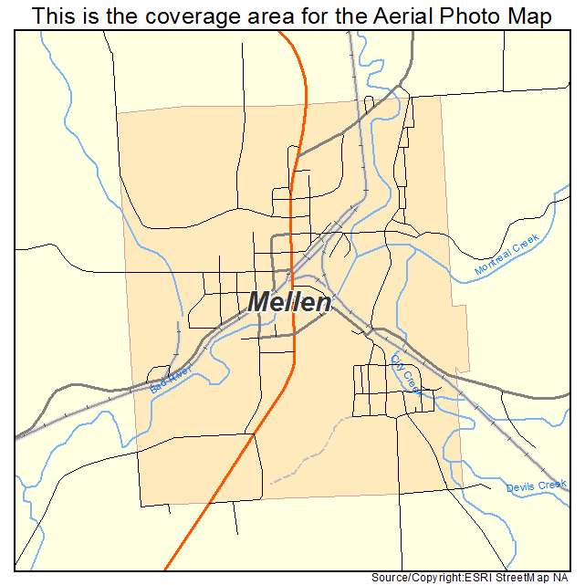 Mellen, WI location map 
