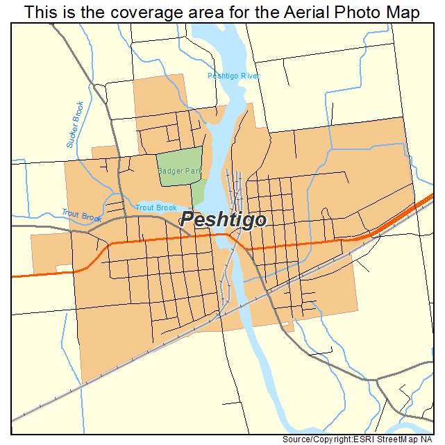 Peshtigo, WI location map 