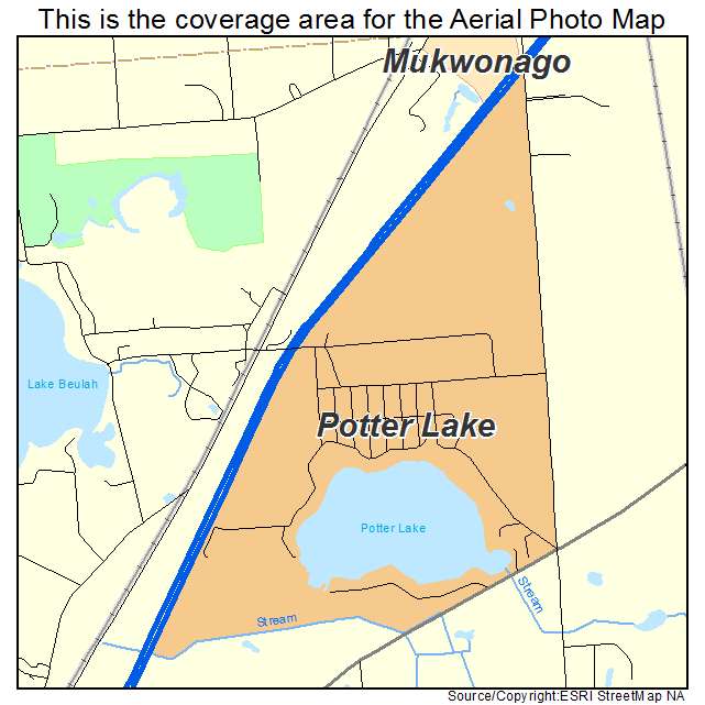 Potter Lake, WI location map 