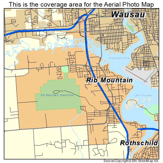 Rib Mountain, WI location map 