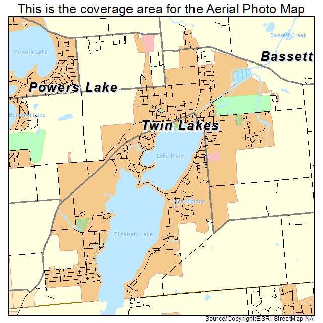 Twin Lakes, WI location map 