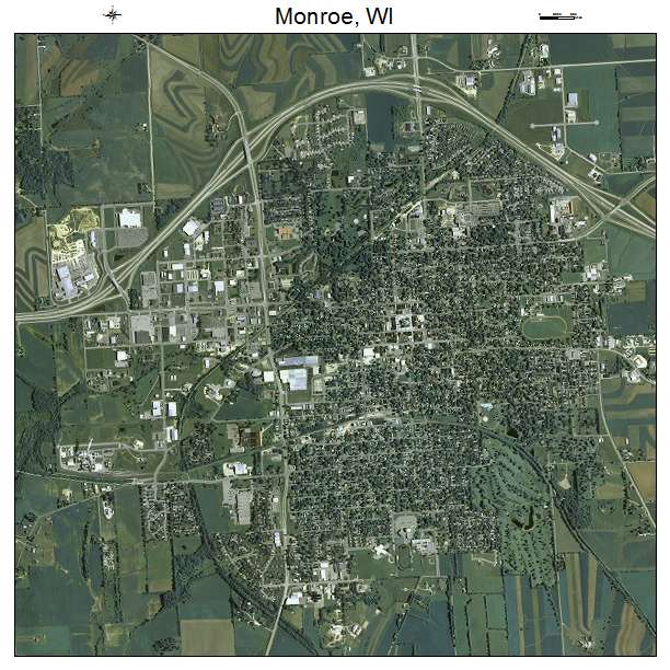 Monroe, WI air photo map
