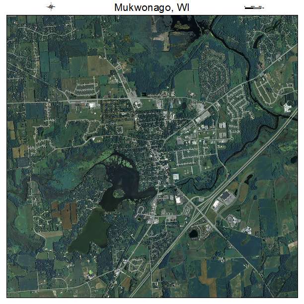 Mukwonago, WI air photo map