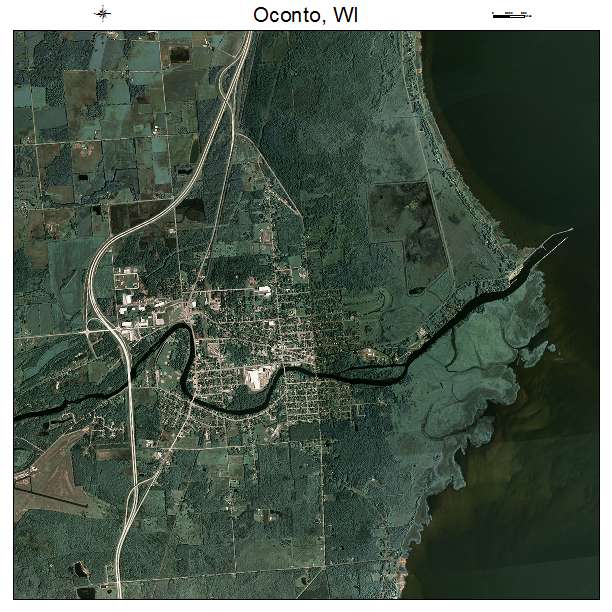 Oconto, WI air photo map