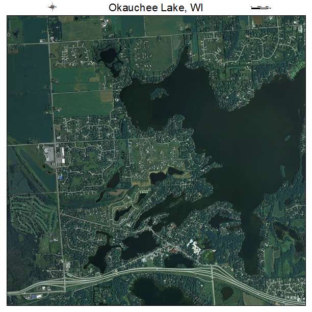 Okauchee Lake, WI air photo map