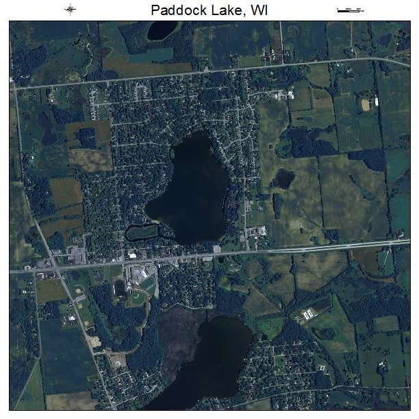 Paddock Lake, WI air photo map