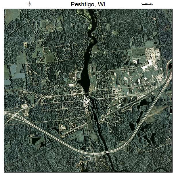 Peshtigo, WI air photo map