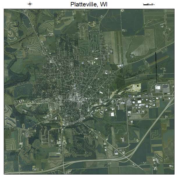 Platteville, WI air photo map