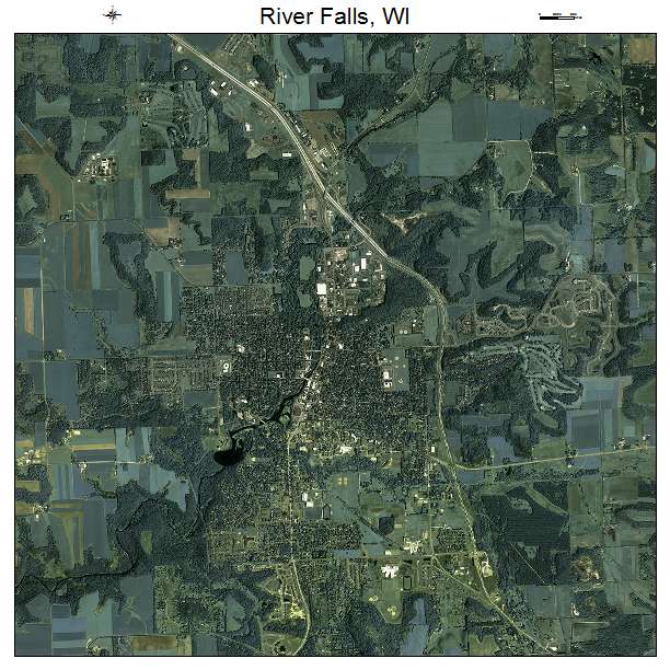 River Falls, WI air photo map
