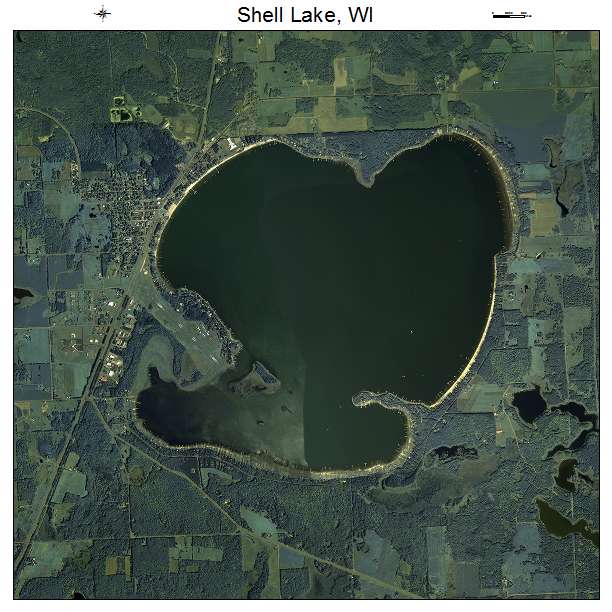 Shell Lake, WI air photo map