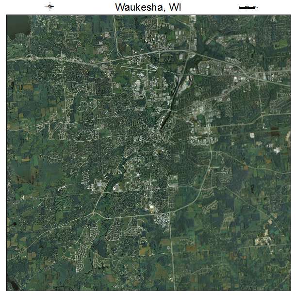 Waukesha, WI air photo map