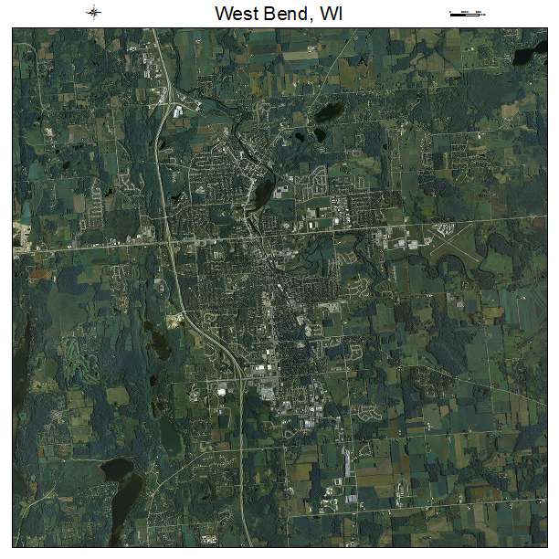 West Bend, WI air photo map
